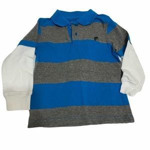 Wrangler Long Sleeve Knit Polo Blue and Gray 3T